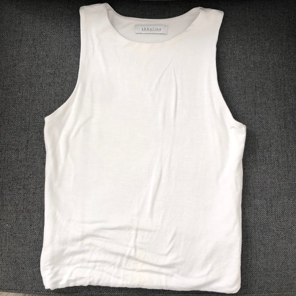 Cropped white sleeveless tank